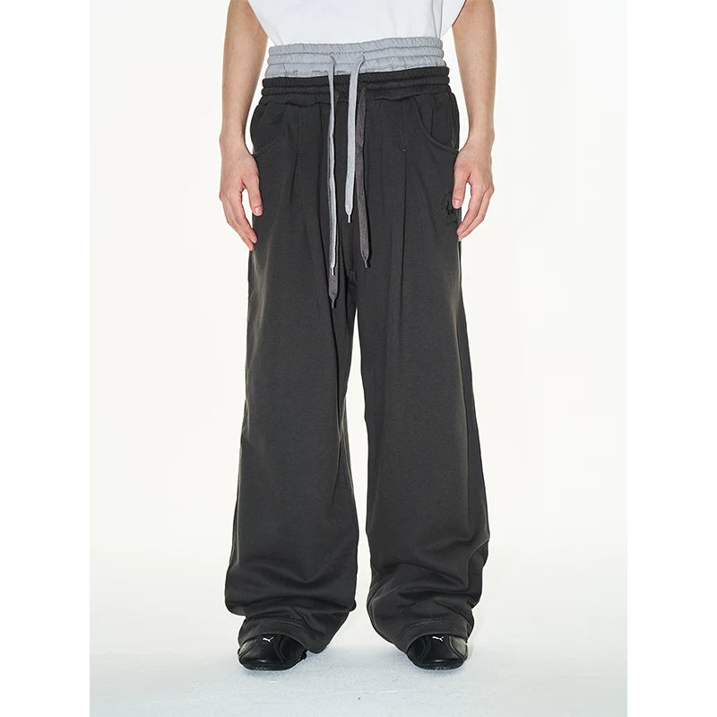 5756248633234,5756248633235,5756248633236,5756248633237, Double-Waisted Pleated Wide-Leg Sweatpants