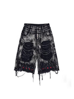 Double-Waisted Ripped Tassel Star Embroidered Shorts 5