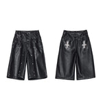 6062510665991,6062510665992,6062510665993,6062510665994, Double-Waisted Studded PU Leather Shorts