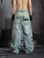 Dragon Embroidery Wide-Leg Jeans 4