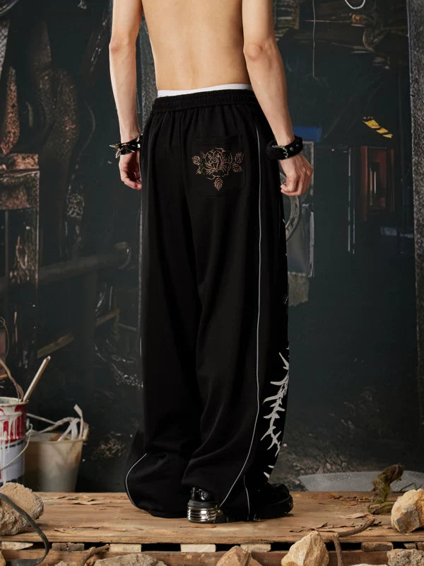 Dragon Print Rhinestone Wide Leg Sweatpants 3
