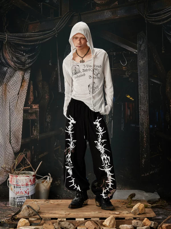 Dragon Print Rhinestone Wide Leg Sweatpants 5