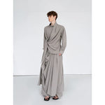 Draped Double-Layer Wide Leg Pants 3