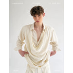 Draped Long Sleeve Loose Shirt 1
