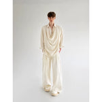 Draped Long Sleeve Loose Shirt 2