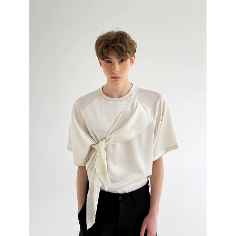 Draped Panel Crew Neck Short Sleeve T-Shirt 3