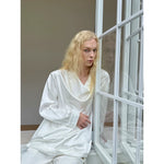 Draped Satin Shirt with Beaded Neckline 3