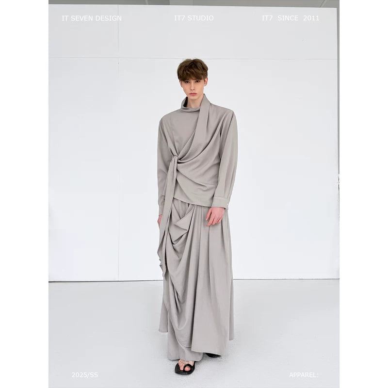 Draped Tie-Waist Long Sleeve Shirt 1