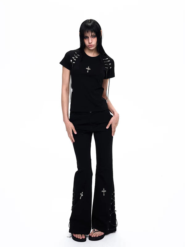Drawstring Buckle Slim Fit T-Shirt 4