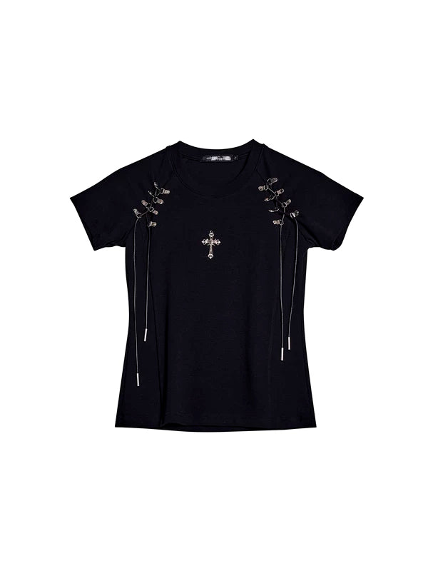 Drawstring Buckle Slim Fit T-Shirt 5