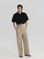 Drawstring Hem Collared Short Sleeve Shirt 1