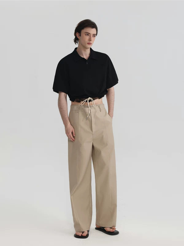 Drawstring Hem Collared Short Sleeve Shirt 5