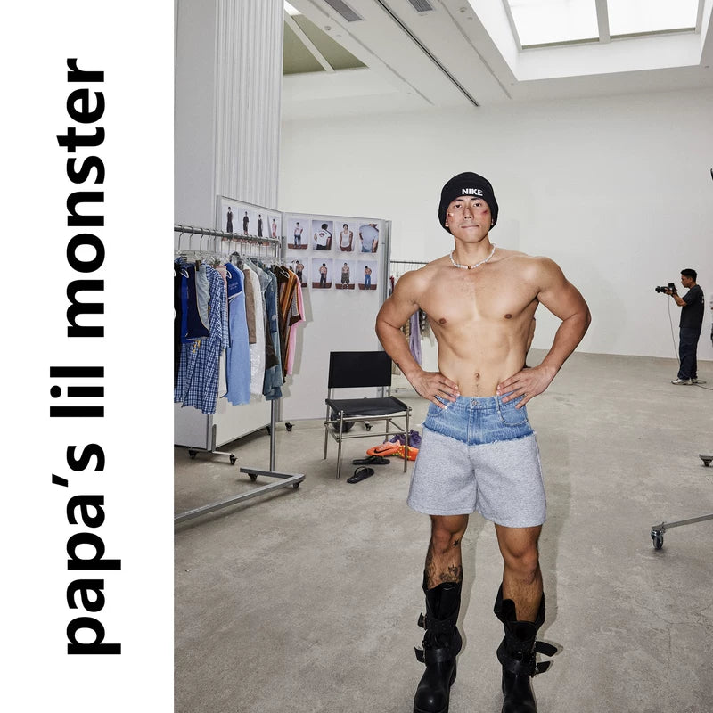 6252363911321,6252363911322,6252363911323, Dual-Material Deconstructed Denim Shorts