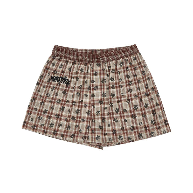 5932053438821,5932053438824,5932053438827, Elastic Waist Plaid Casual Sport Shorts Pants