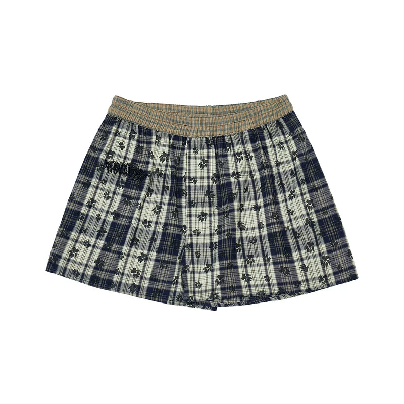 5932053438822,5932053438825,5932053438828, Elastic Waist Plaid Casual Sport Shorts Pants