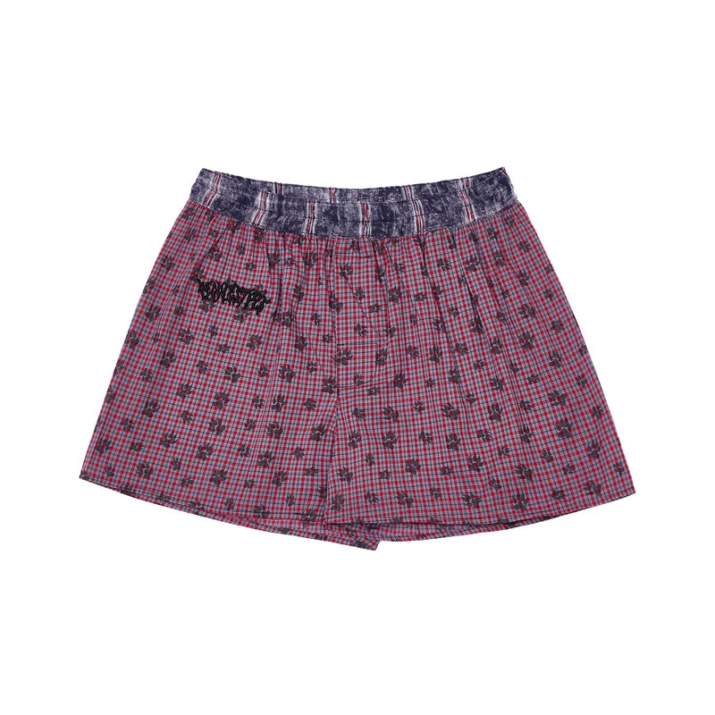 5932053438823,5932053438826,5932053438829, Elastic Waist Plaid Casual Sport Shorts Pants
