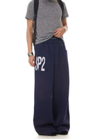 Elastic Waist Wide Leg Letter Print Pants 3