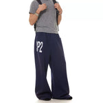 5927621002392,5927621002393,5927621002394, Elastic Waist Wide Leg Letter Print Pants