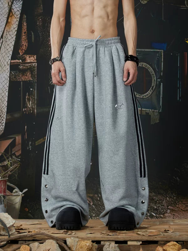 Elastic Waist Wide Leg Snap Hem Pants 3