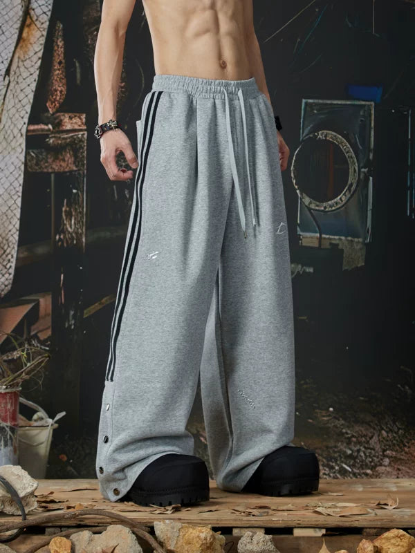 Elastic Waist Wide Leg Snap Hem Pants 4