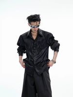 Embellished Satin Shirt with Wide-Leg Pants 1