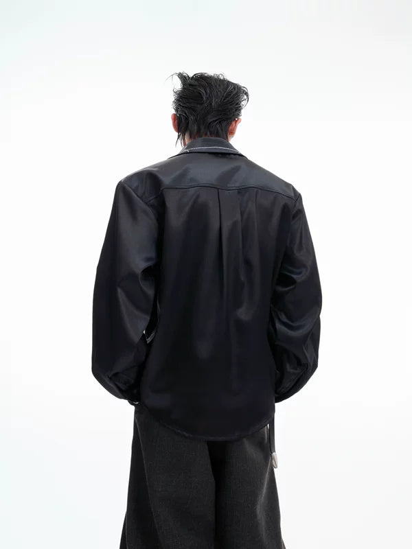 Embellished Satin Shirt with Wide-Leg Pants 3