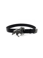 Embossed Leather Belt with Horse Buckle 5