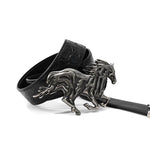 6245198583202, Embossed Leather Belt with Horse Buckle