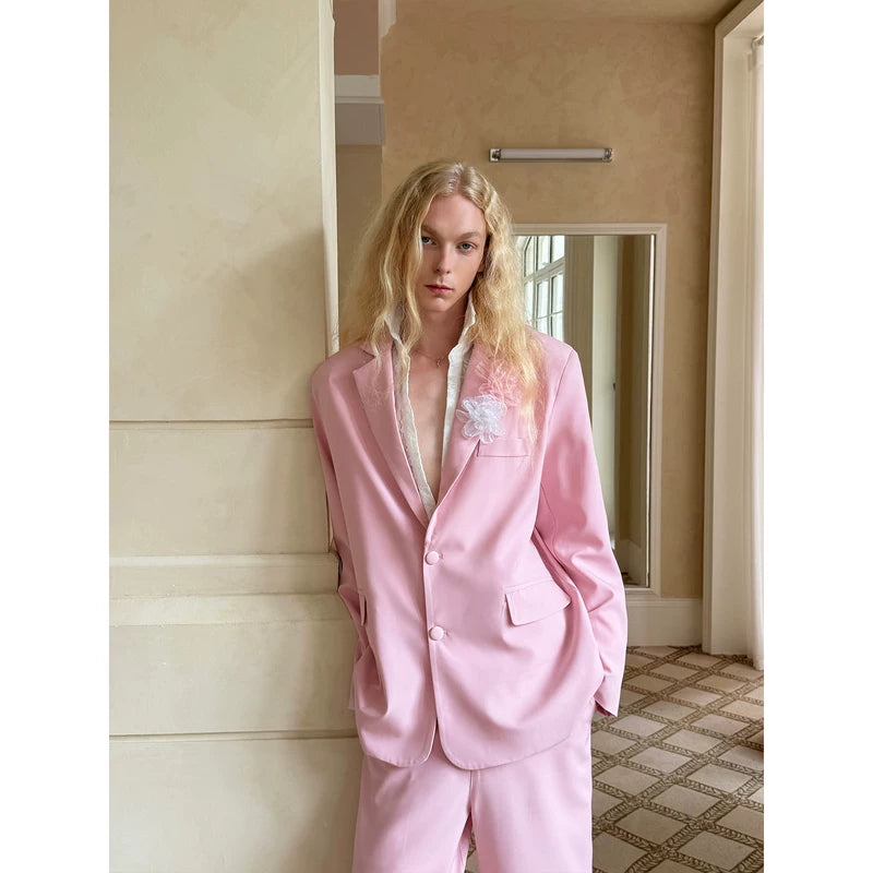 Embroidered Back Suit Jacket and Pants Set 5