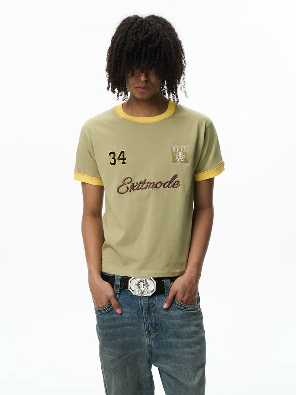 Embroidered Badge Short-Sleeve Crew Neck T-Shirt 1