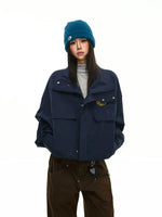 Embroidered Badge Stand Collar Bomber Jacket 2