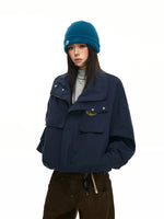 Embroidered Badge Stand Collar Bomber Jacket 3