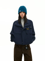 Embroidered Badge Stand Collar Bomber Jacket 4