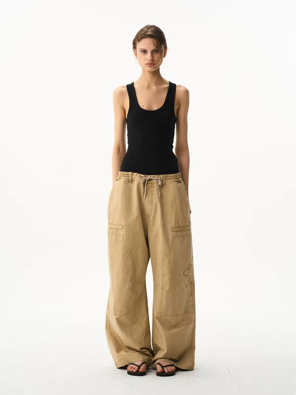 Embroidered Baggy Workwear Cargo Pants 2