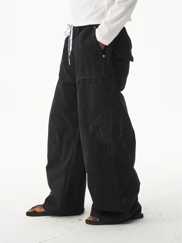 Embroidered Baggy Workwear Cargo Pants 4