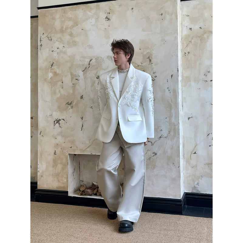 Embroidered Beaded Tailored Suit Jacket 3
