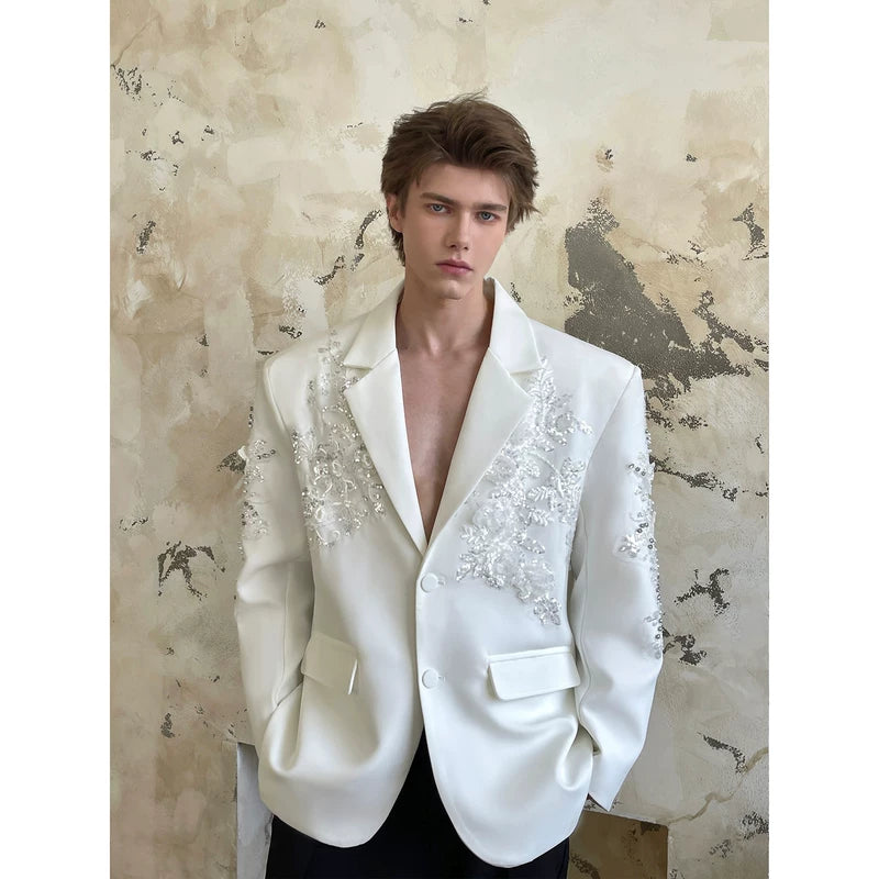 Embroidered Beaded Tailored Suit Jacket 5