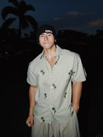 Embroidered Coconut Tree Check Short-Sleeve Shirt 1