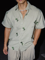 Embroidered Coconut Tree Check Short-Sleeve Shirt 3