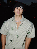 Embroidered Coconut Tree Check Short-Sleeve Shirt 5