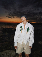 Embroidered Coconut Tree Tie-Waist Shirt 1