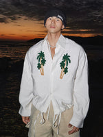 Embroidered Coconut Tree Tie-Waist Shirt 3
