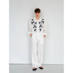 Embroidered Cotton Linen Shirt and Pants Set 4