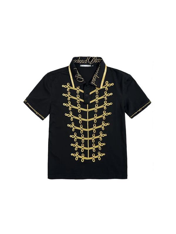 Embroidered Cotton Napoleon Style Polo Shirt 5