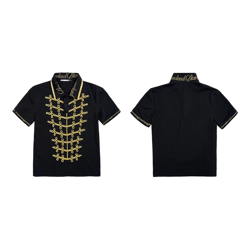 6232171011933,6232171011934,6232171011935,6232171011936, Embroidered Cotton Napoleon Style Polo Shirt