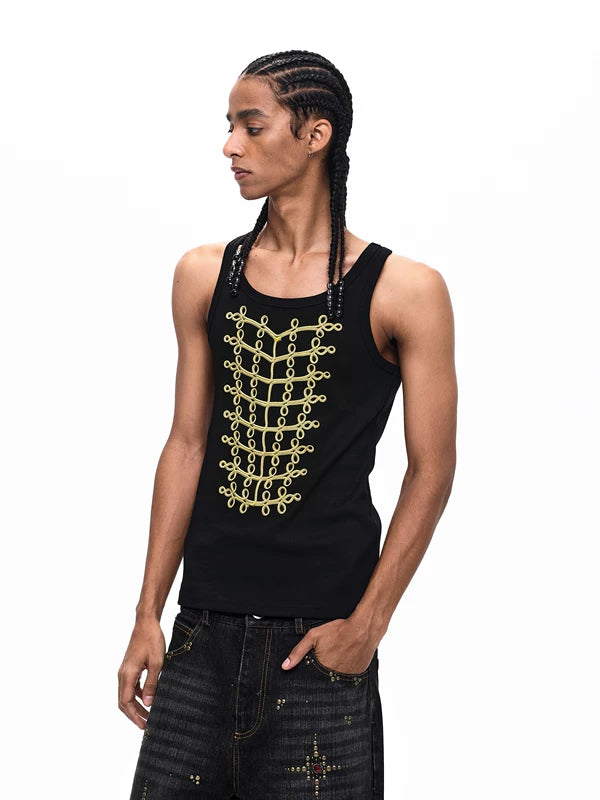 Embroidered Court Style Slim Fit Vest 2