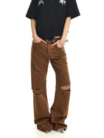 Embroidered Distressed Flared Pants 3
