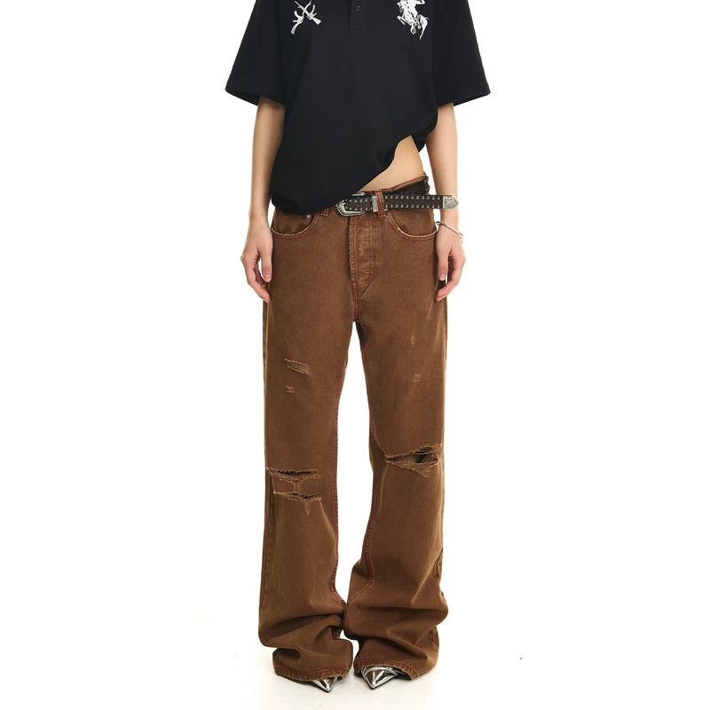 6256869482448,6256869482449,6256869482450,6256869482451, Embroidered Distressed Flared Pants
