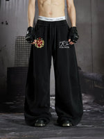 Embroidered Distressed Loose Fit Sweatpants 1