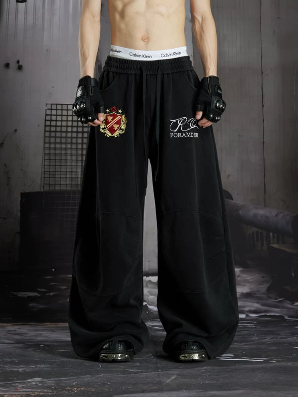 Embroidered Distressed Loose Fit Sweatpants 1